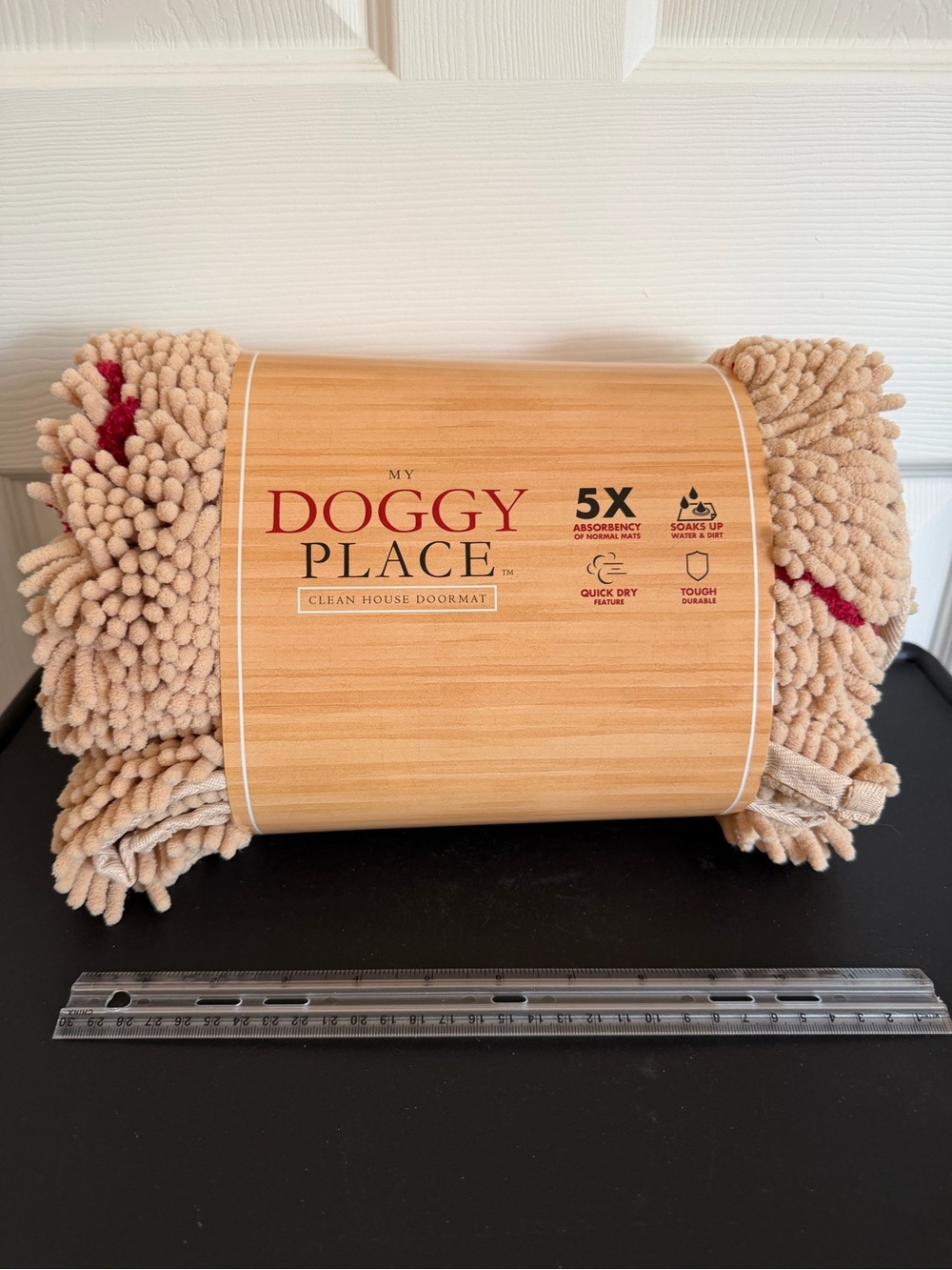 My Doggy Place Beige Dog Door Mat - Absorbent Microfiber. Washable